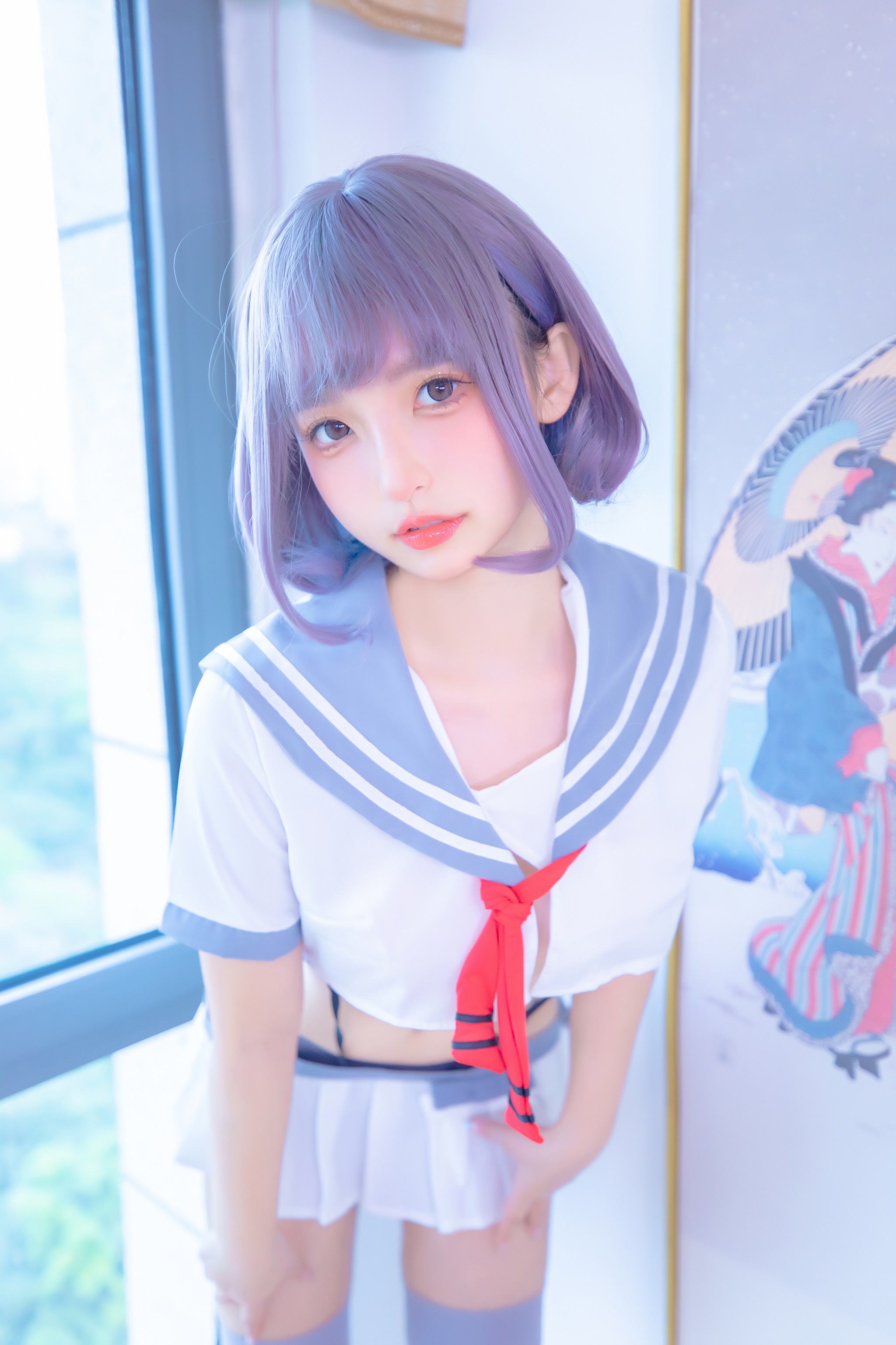 图片[1]-神楽坂真冬 – NO.100 灰丝吊带JK[75P]-XikXak